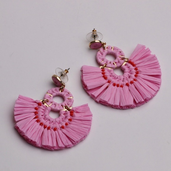 J. Crew Jewelry - J.crew Raffia Fan Statement Earrings